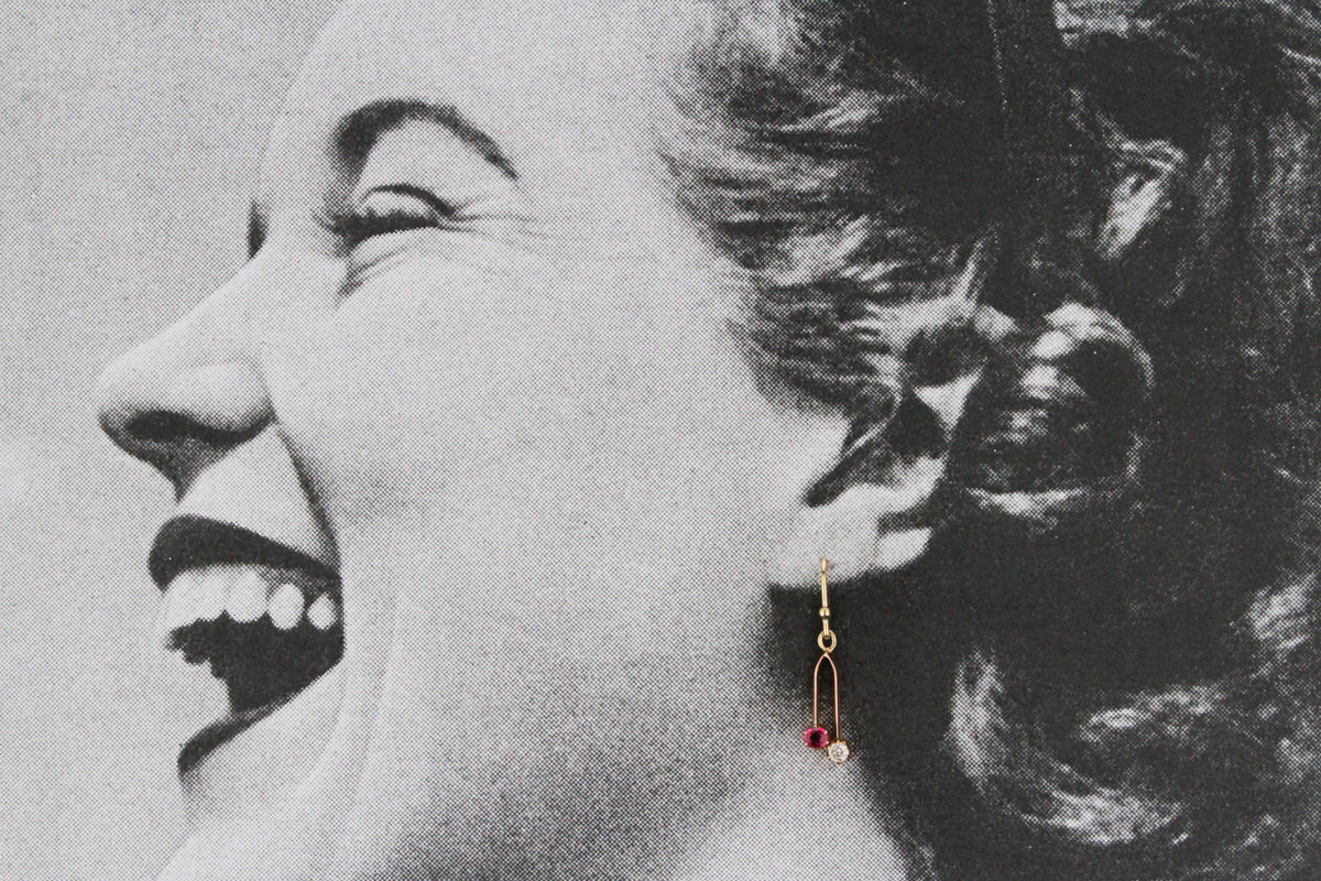 ANTIQUE VICTORIAN RUBY &amp; DIAMOND EARRINGS 9ct GOLD