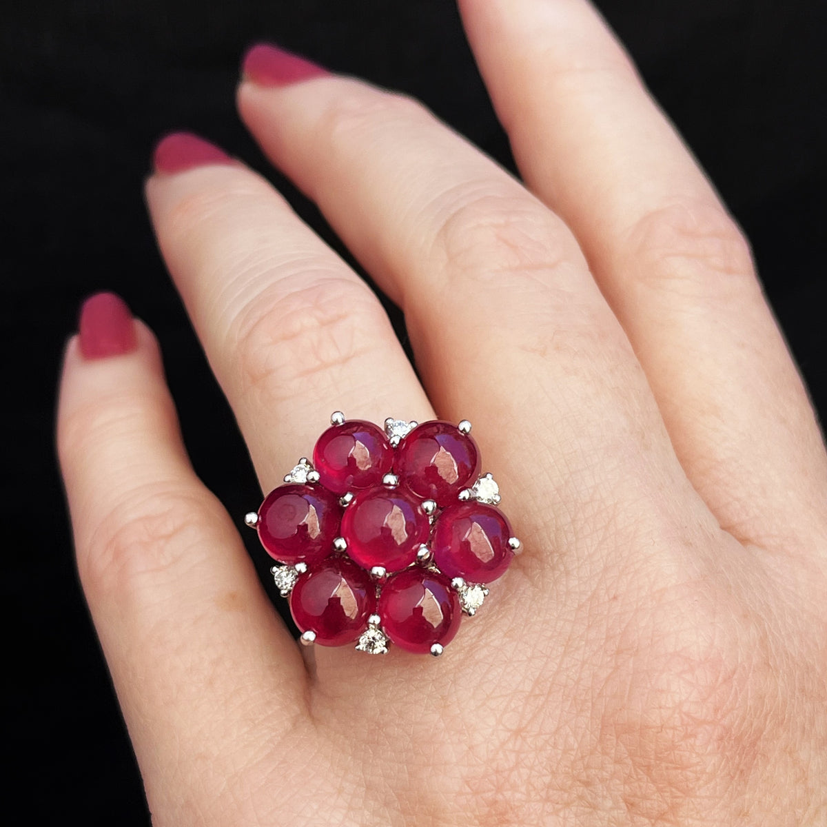 CONTEMPORARY ITALIAN RUBY &amp; DIAMOND RING 18ct GOLD