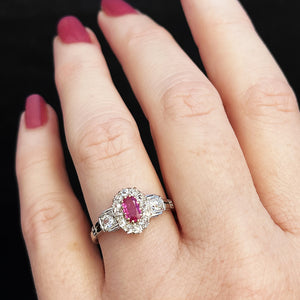 ANTIQUE EDWARDIAN RUBY & DIAMOND RING 18ct GOLD & PLATINUM