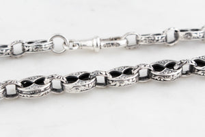 ANTIQUE EDWARDIAN c1900 ETCHED LINK STERLING SILVER NECKLACE