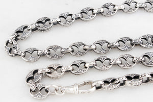 ANTIQUE EDWARDIAN c1900 ETCHED LINK STERLING SILVER NECKLACE