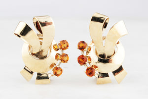 VINTAGE 1940’s CITRINE EARRINGS 14ct GOLD