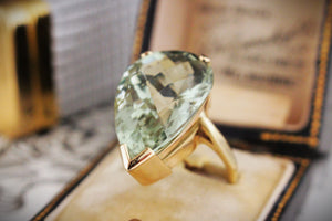 RETRO MID-CENTURY PRASIOLITE COCKTAIL RING 9ct GOLD