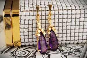 RETRO MID-CENTURY AMETHYST EARRINGS 14ct GOLD