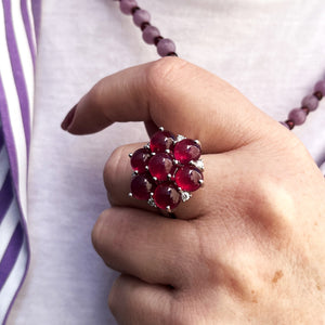 CONTEMPORARY ITALIAN RUBY & DIAMOND RING 18ct GOLD