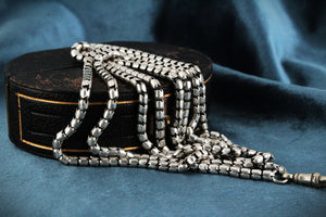 ANTIQUE c1900 EDWARDIAN STERLING SILVER LONG GUARD CHAIN