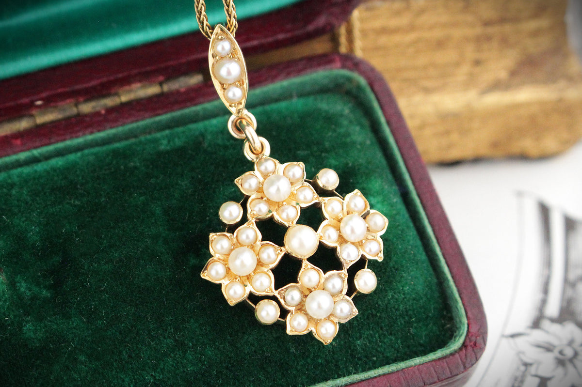 ANTIQUE EDWARDIAN SPLIT PEARL PENDANT 9ct GOLD