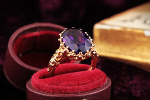 VINTAGE 1972 4.30ct SIBERIAN AMETHYST RING 9ct GOLD