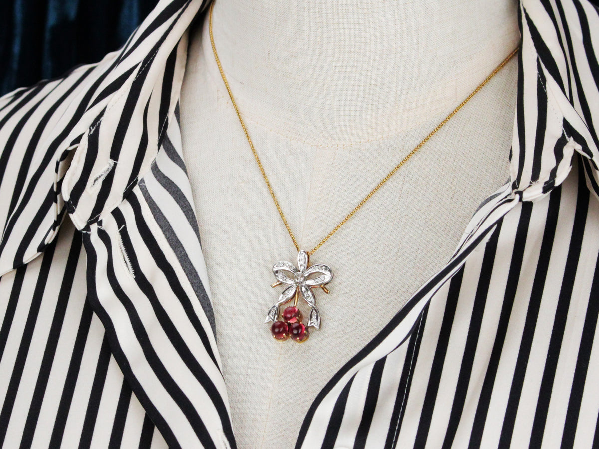 ANTIQUE VICTORIAN DIAMOND &amp; TOURMALINE PENDANT 12ct GOLD &amp; SILVER