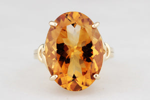 RETRO 10.70ct CITRINE COCKTAIL RING 9ct GOLD