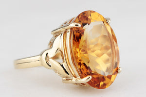 RETRO 10.70ct CITRINE COCKTAIL RING 9ct GOLD