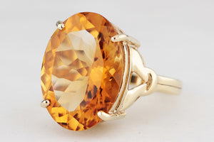 RETRO 10.70ct CITRINE COCKTAIL RING 9ct GOLD
