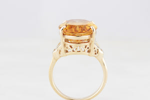 RETRO 10.70ct CITRINE COCKTAIL RING 9ct GOLD