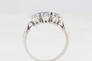 SWISS BLUE TOPAZ & DIAMOND RING 9ct GOLD