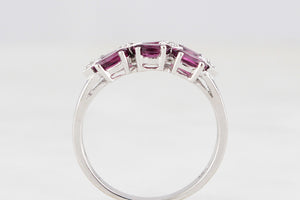 RHODOLITE GARNET & DIAMOND RING 9ct WHITE GOLD