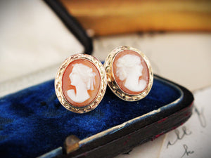 MODERN SHELL CAMEO EARRINGS 9ct GOLD