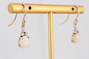 VINTAGE OPAL & DIAMOND EARRINGS 14ct GOLD