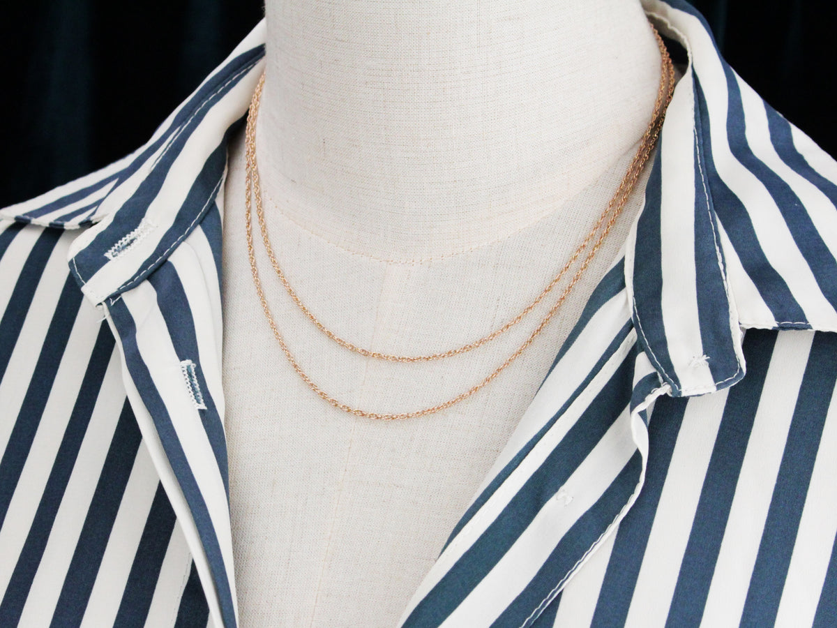 ANTIQUE EDWARDIAN 87cm MUFF CHAIN 9ct ROSE GOLD