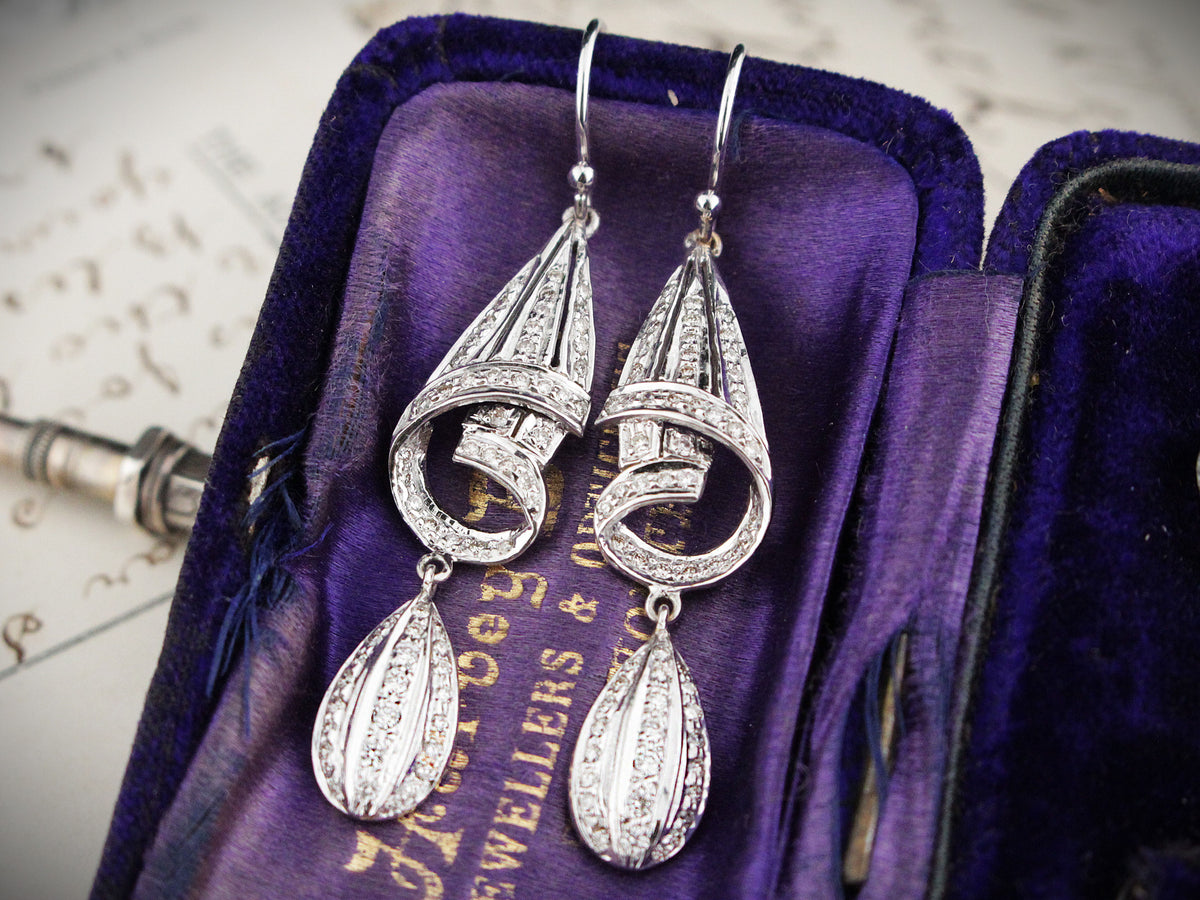 CONTEMPORARY DIAMOND EARRINGS 14ct WHITE GOLD