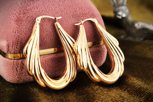 VINTAGE ITALIAN 9ct GOLD HOOPS