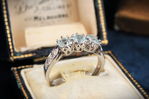SWISS BLUE TOPAZ & DIAMOND RING 9ct GOLD