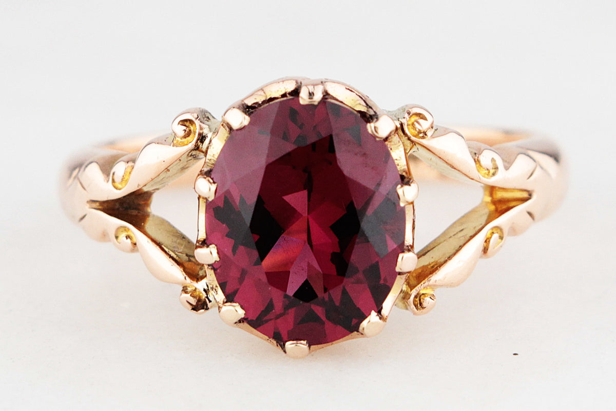 ANTIQUE VICTORIAN RHODOLITE GARNET RING 9ct GOLD
