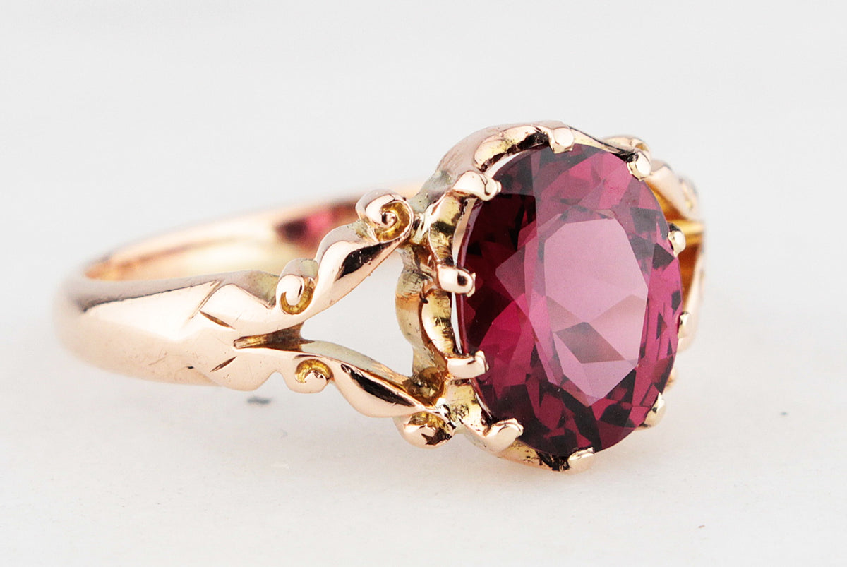 ANTIQUE VICTORIAN RHODOLITE GARNET RING 9ct GOLD