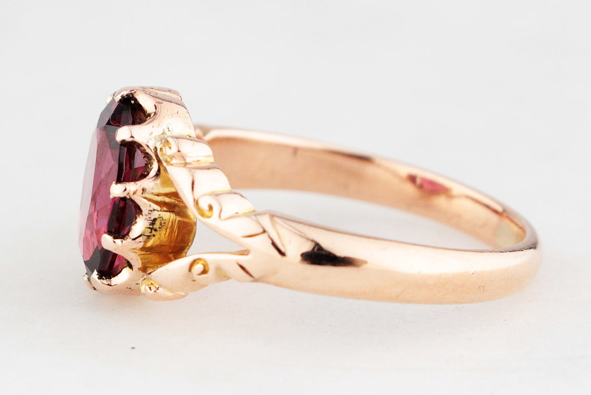 ANTIQUE VICTORIAN RHODOLITE GARNET RING 9ct GOLD