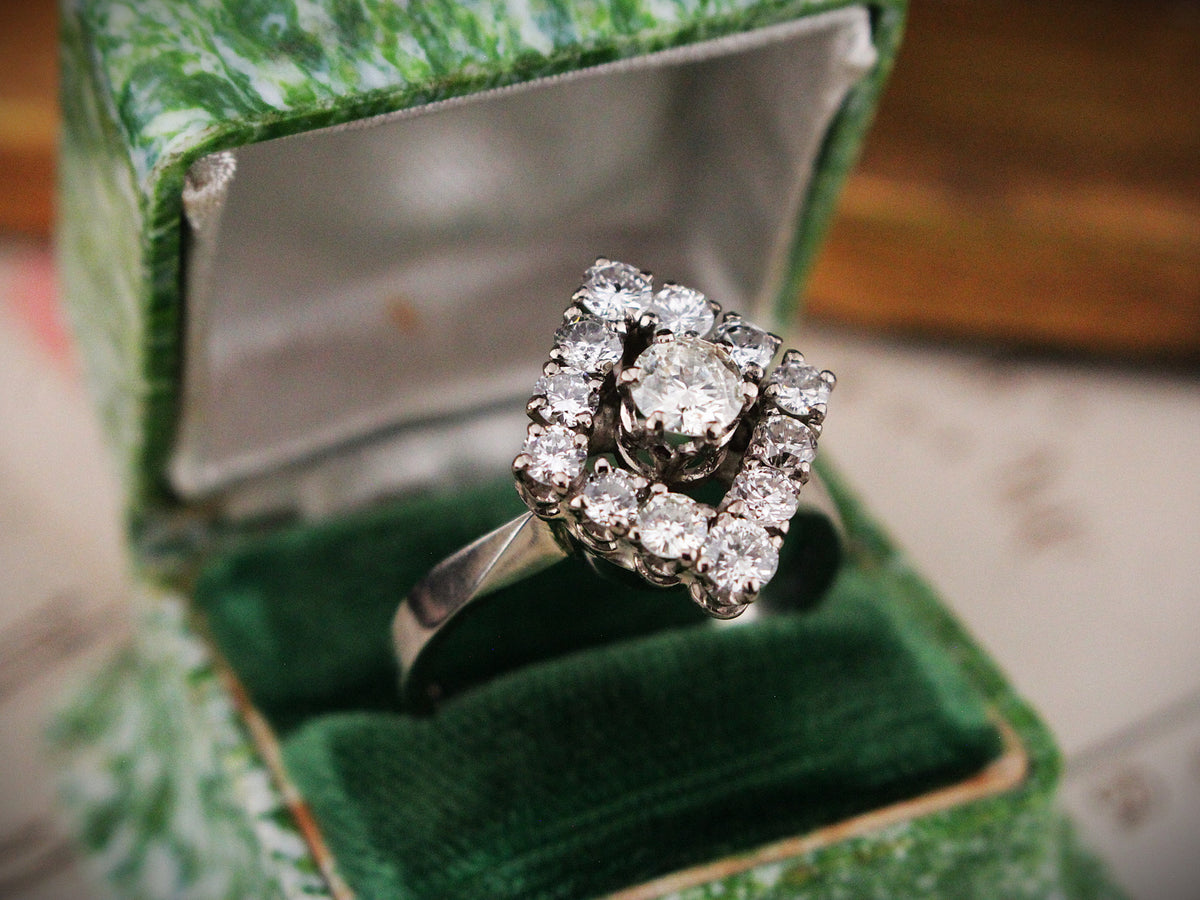 VINTAGE ART DECO 1.36ct DIAMOND RING 18ct GOLD