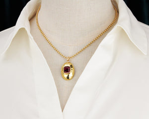 VINTAGE 5ct RHODOLITE GARNET PENDANT 18ct GOLD