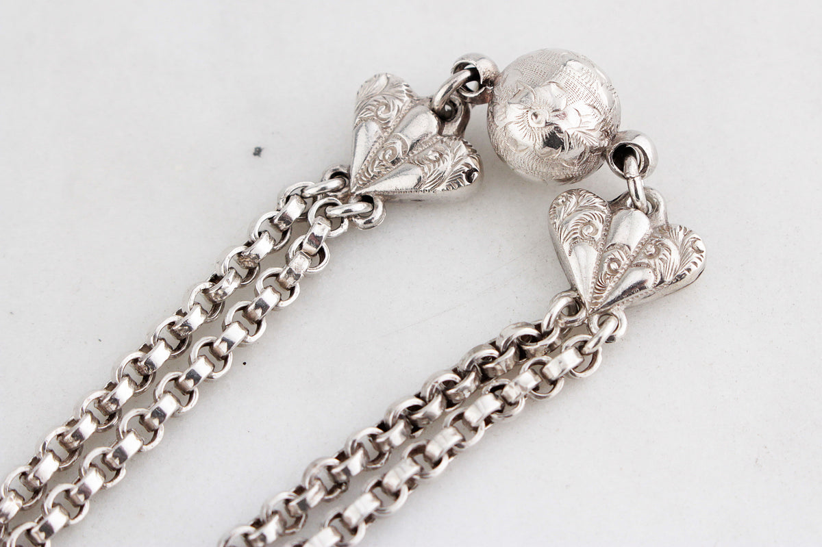 ANTIQUE EDWARDIAN STERLING SILVER ALBERTINA BRACELET