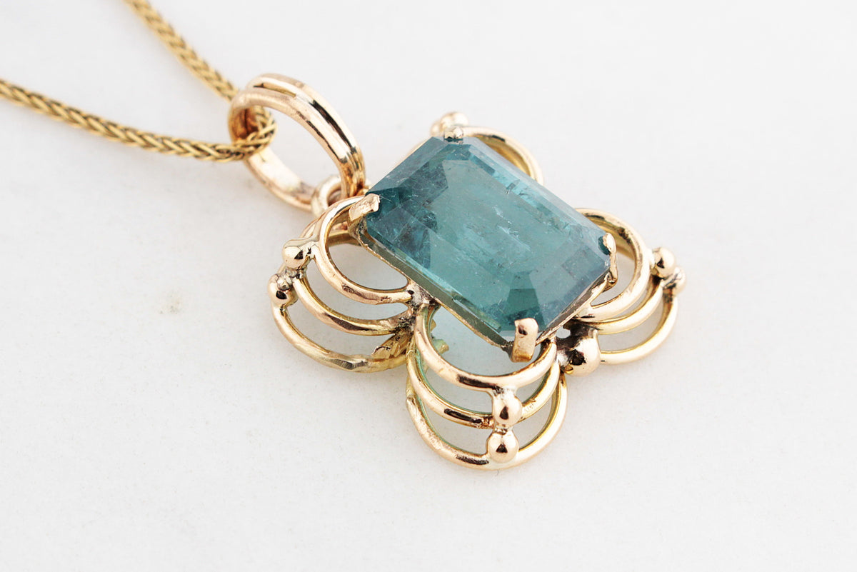 VINTAGE 7.50ct TOURMALINE PENDANT 14ct GOLD