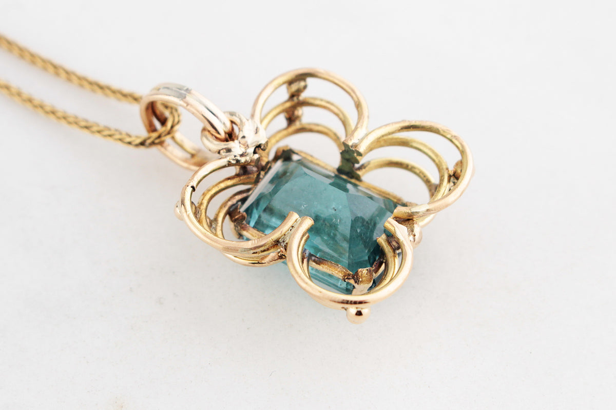 VINTAGE 7.50ct TOURMALINE PENDANT 14ct GOLD