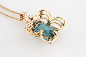 VINTAGE 7.50ct TOURMALINE PENDANT 14ct GOLD