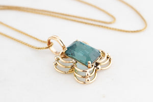 VINTAGE 7.50ct TOURMALINE PENDANT 14ct GOLD