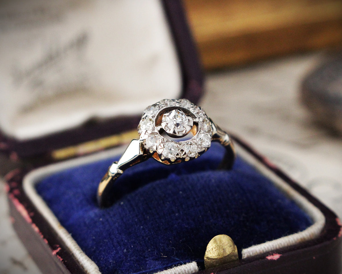 ANTIQUE EDWARDIAN DIAMOND ‘TARGET’ RING 18ct GOLD &amp; PLATINUM