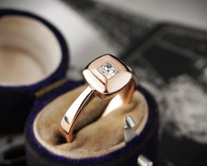 RETRO c1980's DESIGNER DIAMOND RING 9ct ROSE GOLD