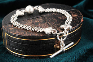 ANTIQUE EDWARDIAN STERLING SILVER ALBERTINA BRACELET
