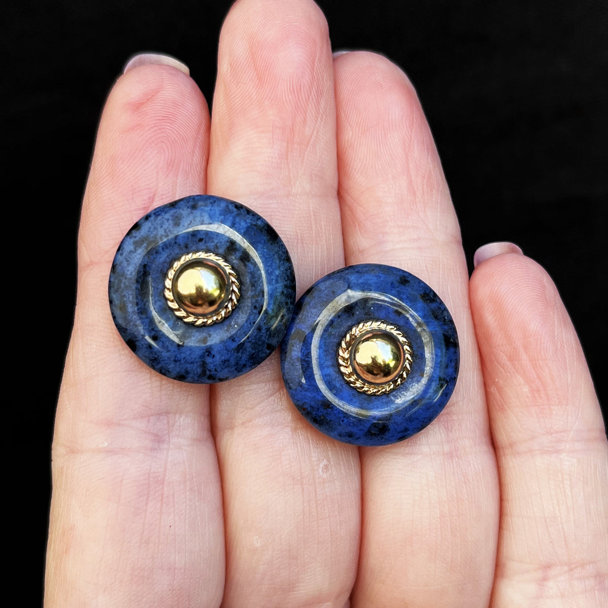 RETRO 80’s JASPER STATEMENT EARRINGS 9ct GOLD