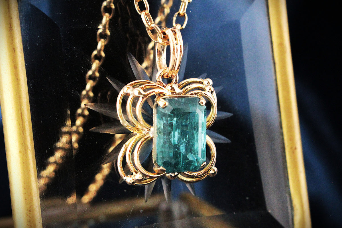 VINTAGE 7.50ct TOURMALINE PENDANT 14ct GOLD