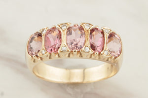 pt.900 pink tourmaline halfeternity ring-商品の画像