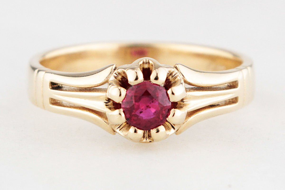 BESPOKE EDWARDIAN STYLE RUBY RING 9ct GOLD