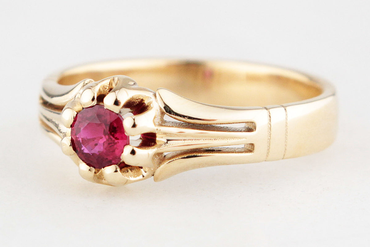 BESPOKE EDWARDIAN STYLE RUBY RING 9ct GOLD