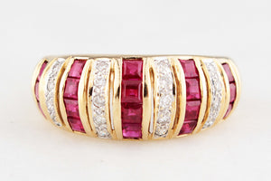 RUBY & DIAMOND DOME RING 18ct GOLD