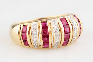 RUBY & DIAMOND DOME RING 18ct GOLD