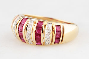 RUBY & DIAMOND DOME RING 18ct GOLD