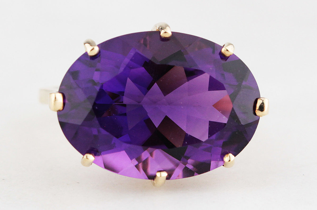 VINTAGE 11.90ct AMETHYST COCKTAIL RING 9ct GOLD