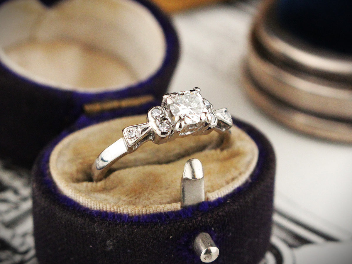 ART DECO .44ct DIAMOND RING 18ct GOLD &amp; PLATINUM