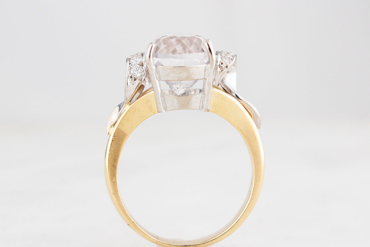 VINTAGE 7.90ct KUNZITE &amp; DIAMOND RING 18ct GOLD