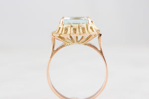 MID-CENTURY 3ct AQUAMARINE RING 9ct GOLD